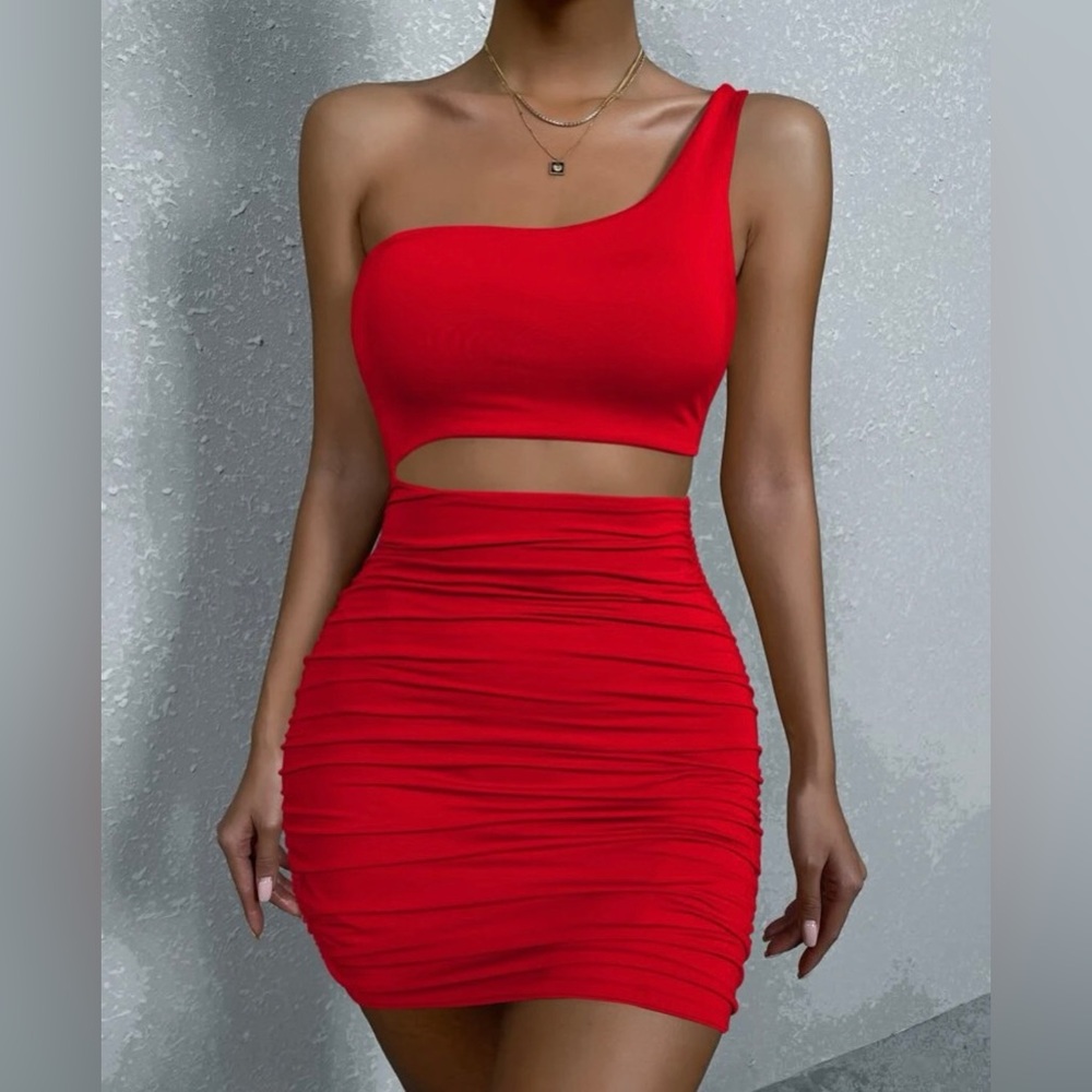 One-shoulder cutout mini dress
